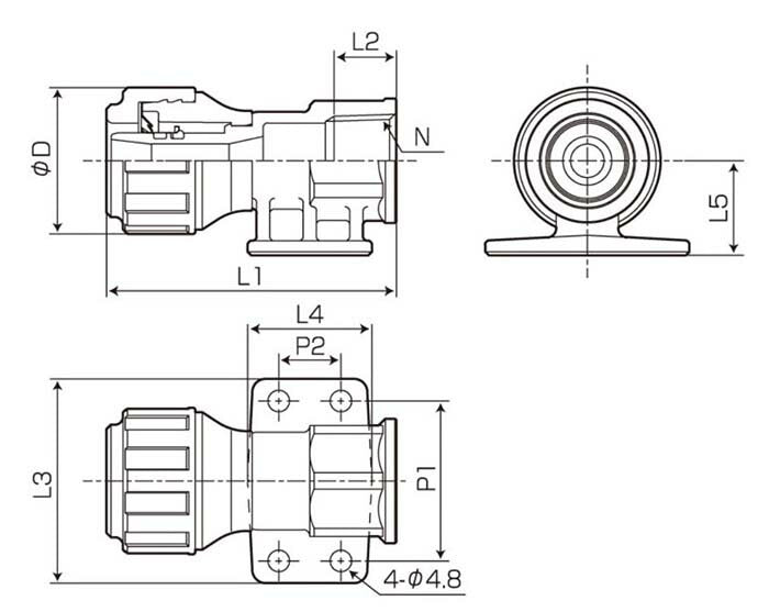 バクマ工業　ワンタッチ継手 ハードロック 座付ソケット（ESSZP）　【品番：ESSZP1/2×13】