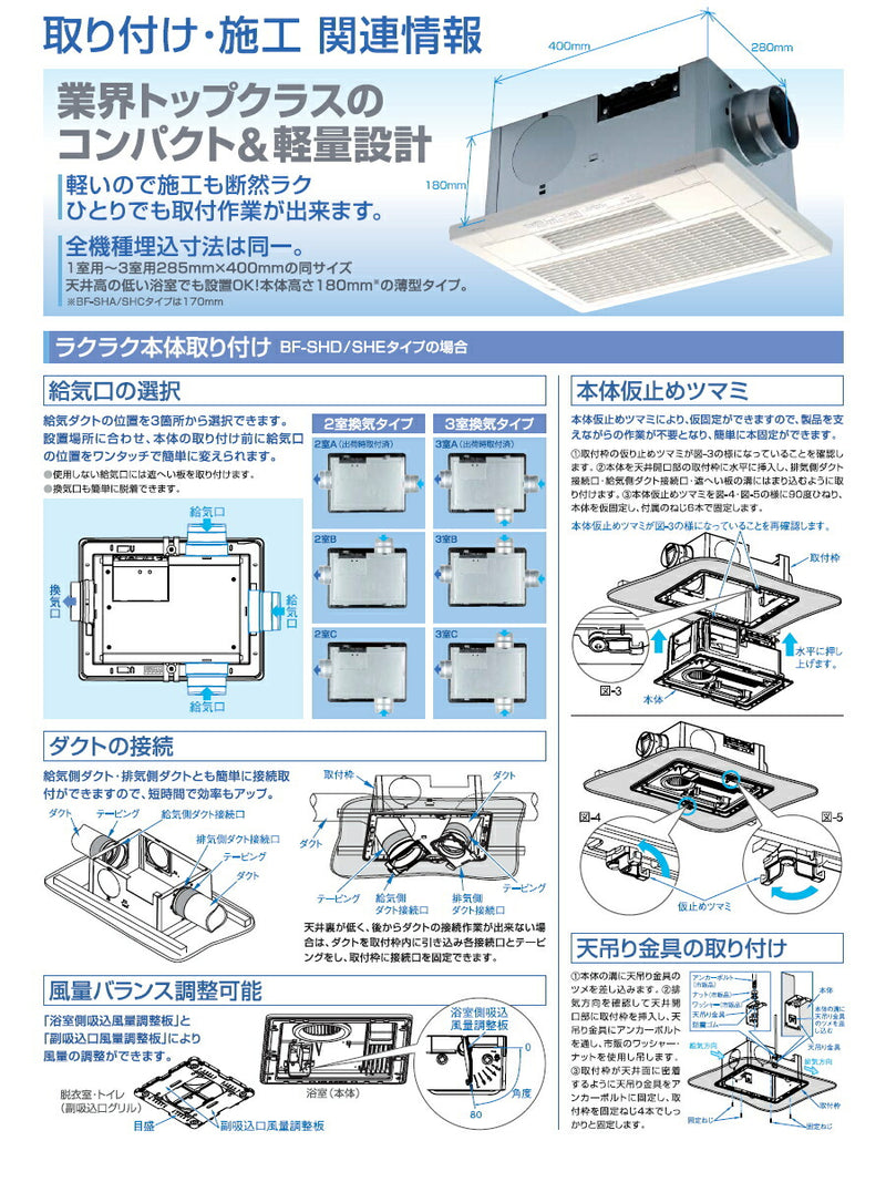 高須産業　24時間換気システム対応 浴室換気乾燥暖房機（2室換気タイプ・ハイパワー200Vモデル）　【品番：BF-532SHD2】