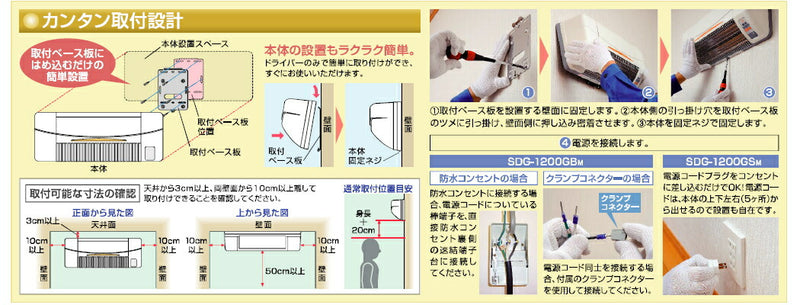 高須産業　涼風暖房機（脱衣室・トイレ・小部屋モデル）　【品番：SDG-1200GSM】●