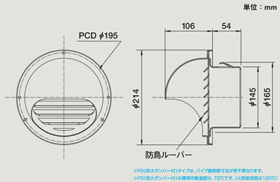 マックス　換気口 VCシリーズ 丸型 VC150MVLAP　シルバー　【品番：JK95014】