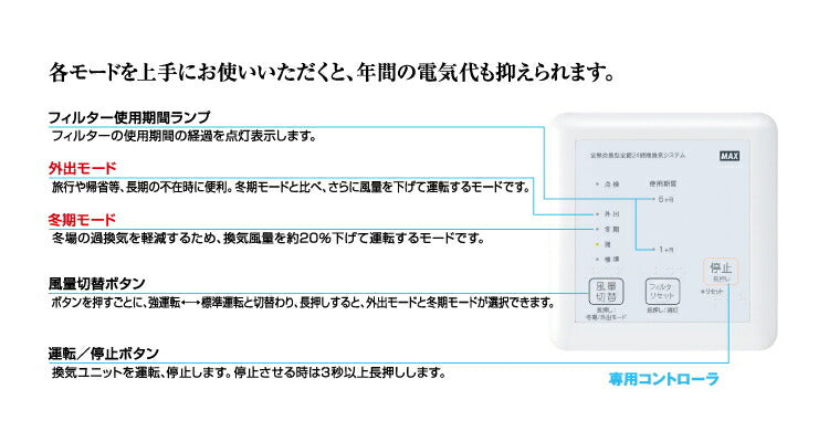 マックス　全熱交換型換気ユニット　全熱交換型24時間換気システム 戸建用 ES-1200DC　【品番：JE90700】