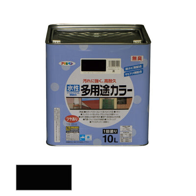 アサヒペン　水性 多用途カラー 10L 黒　【品番：4970925461902】