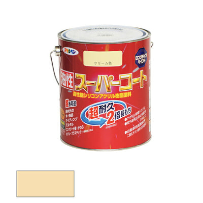 アサヒペン　油性 スーパーコート 1.6L クリーム色　【品番：4970925544063】