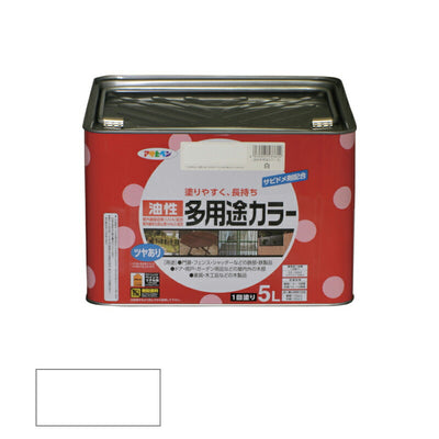 アサヒペン　油性 多用途カラー 5L 白　【品番：4970925537614】