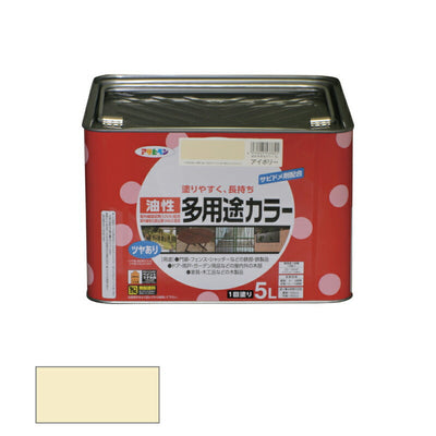 アサヒペン　油性 多用途カラー 5L アイボリー　【品番：4970925537621】