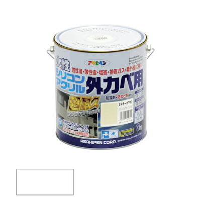 アサヒペン　水性 シリコンアクリル 外カベ用 3kg ホワイト　【品番：4970925452504】