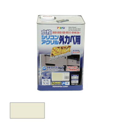 アサヒペン　水性 シリコンアクリル 外カベ用 16kg ミルキーホワイト　【品番：4970925452719】