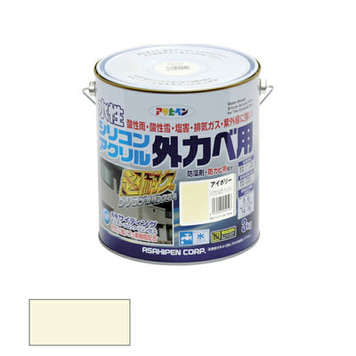 アサヒペン　水性 シリコンアクリル 外カベ用 3kg アイボリー　【品番：4970925452528】