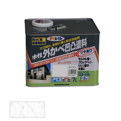 アサヒペン　水性 外かべ凹凸塗料 7L ホワイト　【品番：4970925453013】