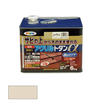 アサヒペン　油性 高耐久アクリルトタン用α 6kg ニュークリーム　【品番：4970925539373】