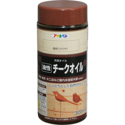 アサヒペン　油性 チークオイル 300ml 透明（クリヤ）　【品番：4970925521590】