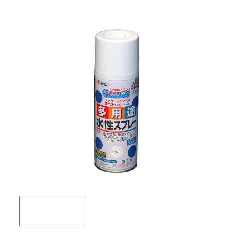 アサヒペン　水性 多用途スプレー 300ml ツヤ消し白　【品番：4970925565327】