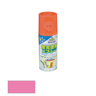 アサヒペン　蛍光塗料スプレー ツヤ消し 100ml レッド　【品番：4970925507808】