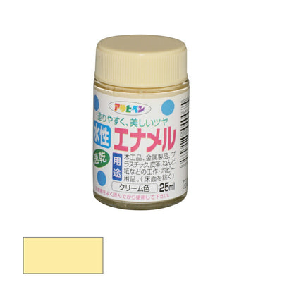 アサヒペン　水性 エナメル ツヤあり 25ml クリーム色　【品番：4970925440075】