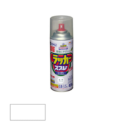 アサヒペン　アスペンラッカースプレー ツヤあり 420ml 透明（クリヤ）　【品番：4970925568557】