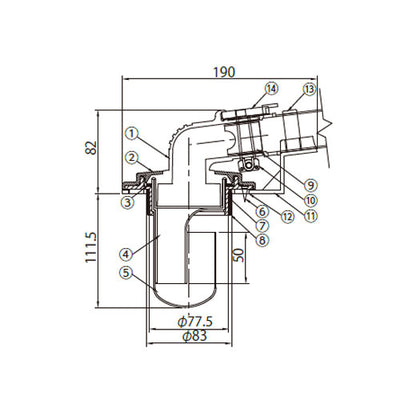 テクノテック　床排水トラップ レジナロック（ホース固定カバー付）　【品番：RTU-75AH】