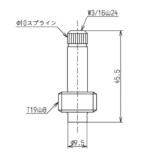 【メール便対応】TOTO　スピンドル部（右ねじ用、45.5mm）　【品番：THY31104】