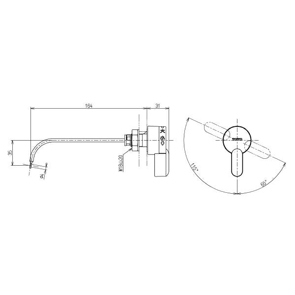 TOTO　レバーハンドル部（TS730CR型用）　【品番：THY425-3R】●