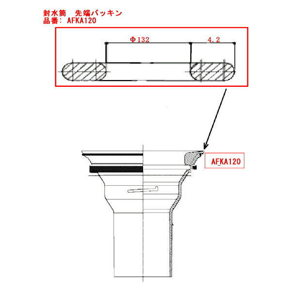 【メール便対応】TOTO　封水筒 先端パッキン　【品番：AFKA12001】