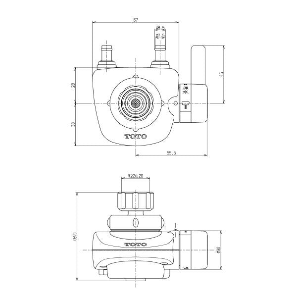 TOTO　蛇口先端分岐弁（アルカリ7据え置き型用）　【品番：TH632-16】●