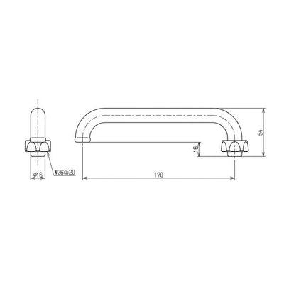 TOTO　自在スパウト（170mm、W26山20）　【品番：THY204A】