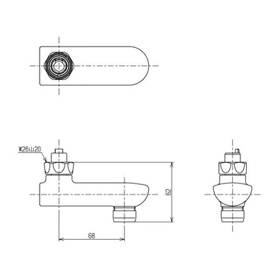 TOTO　自在スパウト（68mm、整流キャップ付、回転角度規制）　【品番：THY261-1AR】