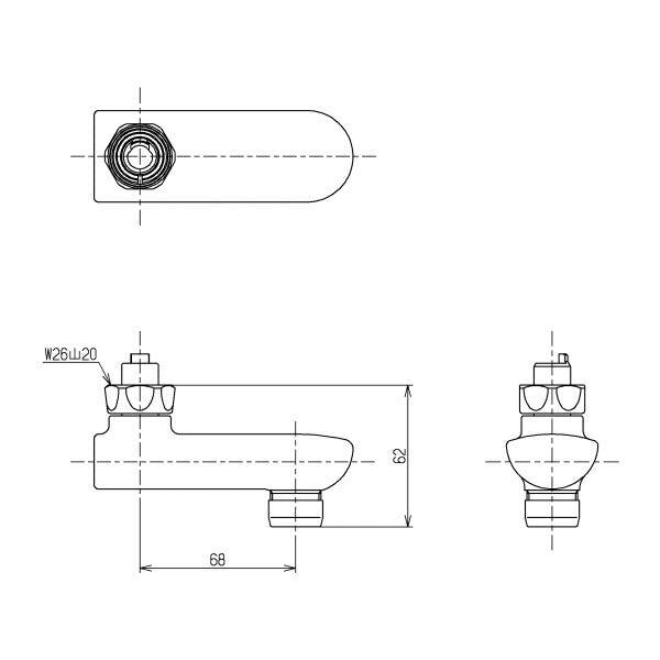 TOTO　自在スパウト（68mm、整流キャップ付、回転角度規制）　【品番：THY261-1AR】