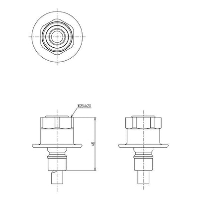 TOTO　緊急止水弁付き固定スパウト（W26山20）　【品番：THY276-1R】