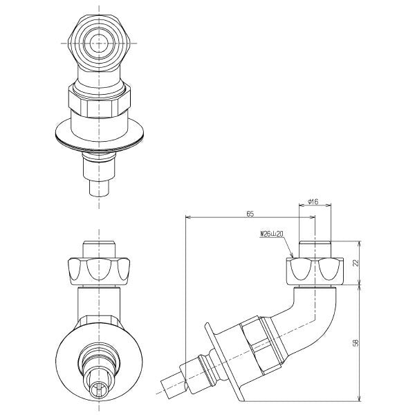 【在庫処分】TOTO　緊急止水弁付き回転スパウト（W26山20）　【品番：THY276R】