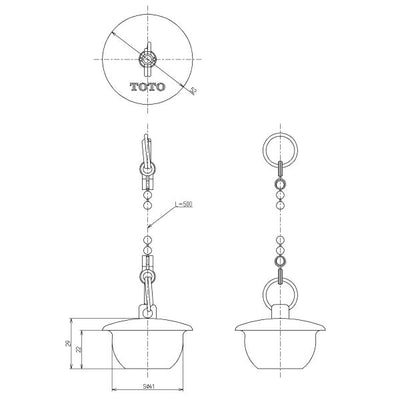 【在庫処分】TOTO　ゴム栓（鎖付、バス用、大形）　【品番：THY431】◯