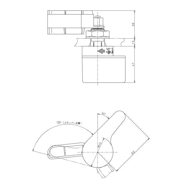 TOTO　レバーハンドル部（TS880C型用）　【品番：TH425-10】