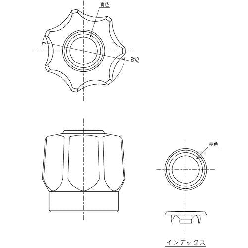 【在庫処分】TOTO　アクリルハンドル部（青・赤インデックス付）　【品番：THY491】