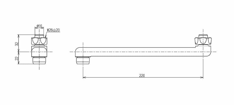 TOTO　自在スパウト（220mm、整流キャップ付）　【品番：THYB12-2】