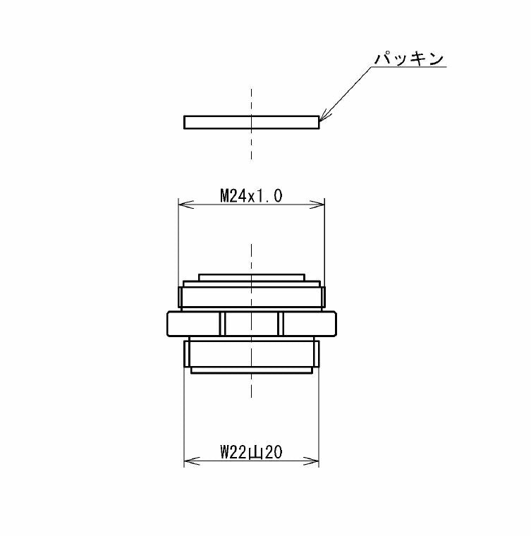 【メール便対応】TOTO　アダプター（内ねじ水栓用、M24×1.0）　【品番：THYB69】