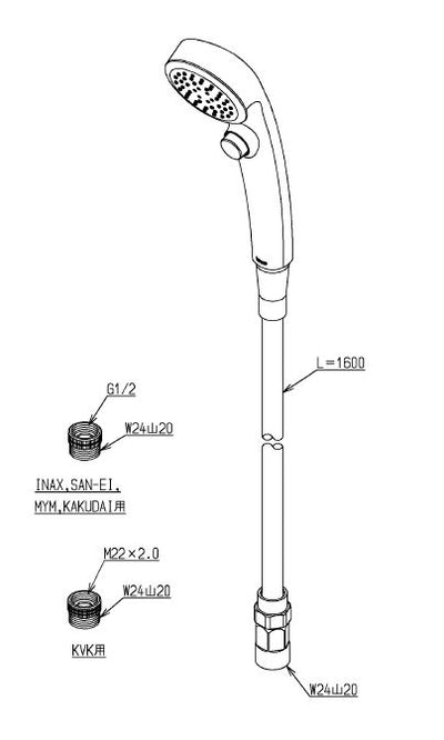 TOTO　ホース付シャワーヘッド（エアインクリック、めっき、1600mm、調圧弁）　【品番：THYC57CH】