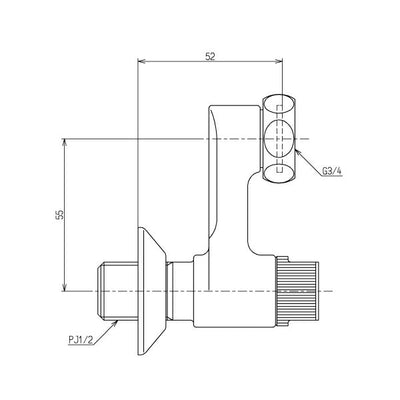 TOTO　止水栓付取付脚（55mm、G3/4、寒冷地用、逆止弁付）　【品番：TH740-1】