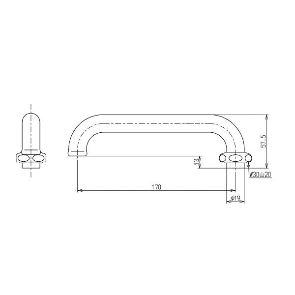 TOTO　自在スパウト（170mm、W30山20）　【品番：TH205】