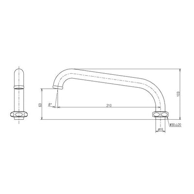 TOTO　自在スパウト（210mm、W30山20）　【品番：TH217-1】