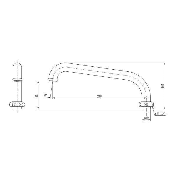 TOTO　自在スパウト（210mm、W30山20）　【品番：TH217-1】