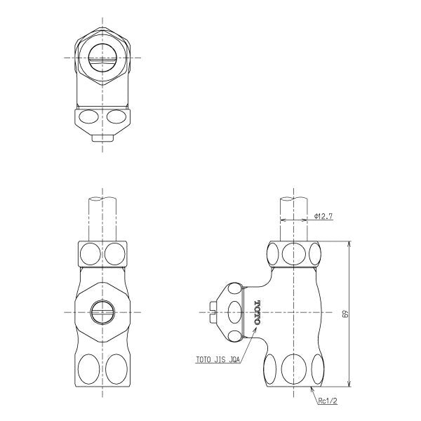 TOTO　ストレート形止水栓（ドライバー用、共用）　【品番：TH227DU】