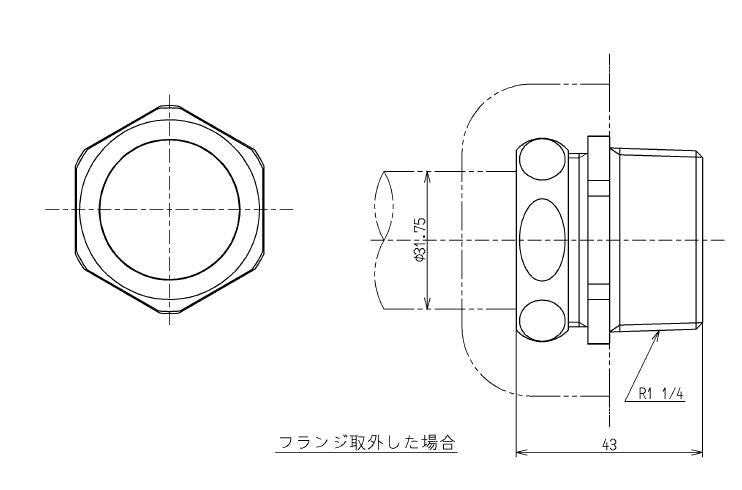 TOTO　接続金具（32mm、鋼管用、カバー付）　【品番：TH500-32R】