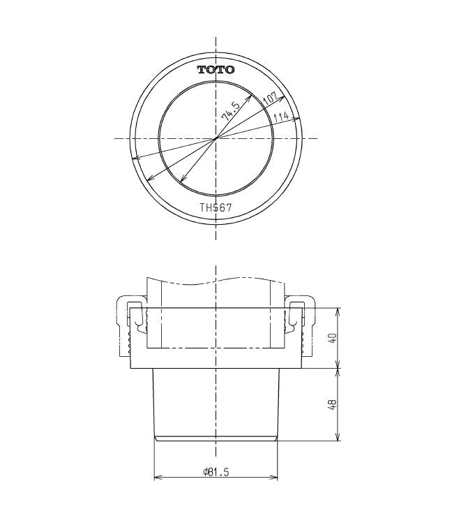 TOTO　排水異径ソケット（75mm、VU用）　【品番：TH567】