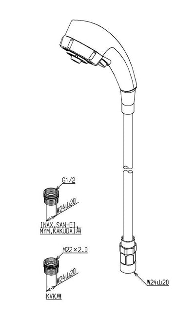 TOTO　ホース付シャワーヘッド（ワンダービートクリック、めっき、1600mm、調圧弁）　【品番：THC8CH】