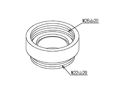 TOTO　取り付け部品（外ねじ水栓用、W26山20）　【品番：THD7-2】