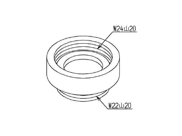 TOTO　取り付け部品（外ねじ水栓用、W24山20）　【品番：THD7-3】