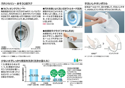 TOTO　ピュアレストQR（組み合わせ便器）　床置床排水大便器＋密結タンク（手洗付）　ホワイト　【品番：CS232B#NW1+SH233BA#NW1】