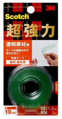 【メール便対応】スリーエム ジャパン　スコッチ 超強力両面テープ 透明素材用　【品番：KTD-19】