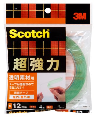 【メール便対応】スリーエム ジャパン　スコッチ 超強力両面テープ 透明素材用　【品番：STD-12】