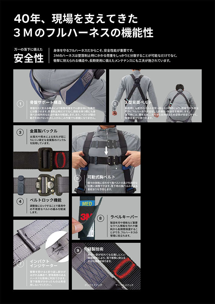 スリーエム ジャパン　3M DBI-サラ エグゾフィット ライト フルハーネス 回転式ベルトアジャスターモデル Sサイズ　【品番：1114080N】●