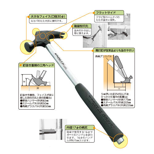 土牛産業　仮枠解体ハンマー 中 すべり無　【品番：00421】